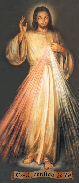 una immagine di Gesù misericordioso, quale suor Faustina ebbe in visione