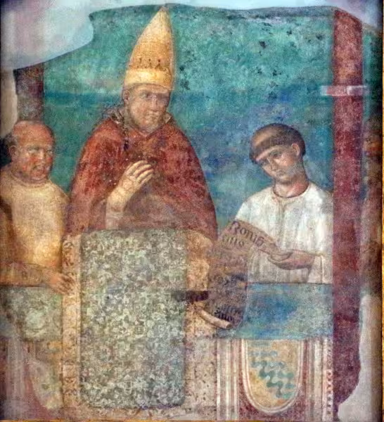 una affresco di Giotto con Bonifacio VIII che indice il primo Giubileo